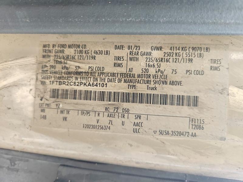 Продаж на аукціоні авто 2023 Ford Transit, vin: 1FTBR2C82PKA64101, номер лоту: 58064596