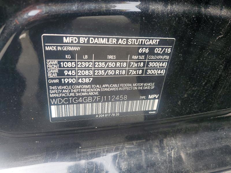 55541756 :رقم المزاد ، WDCTG4GB7FJ112458 vin ، 2015 Mercedes-benz Gla مزاد بيع