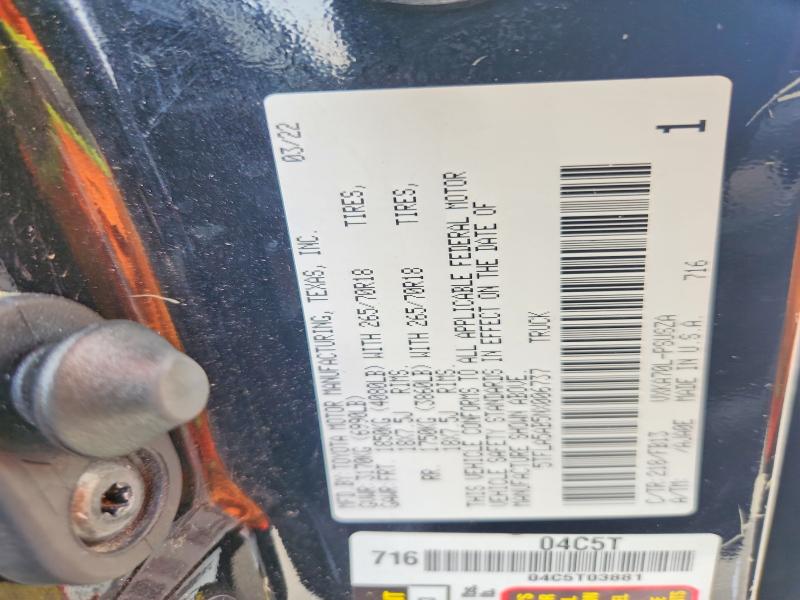 Продаж на аукціоні авто 2022 Toyota Tundra, vin: 5TFLA5AB5NX006737, номер лоту: 57666186