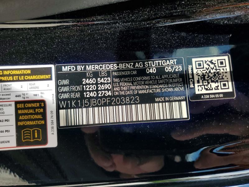 2023 Mercedes-benz E მანქანა იყიდება აუქციონზე, vin: W1K1J5JB0PF203823, აუქციონის ნომერი: 55136756