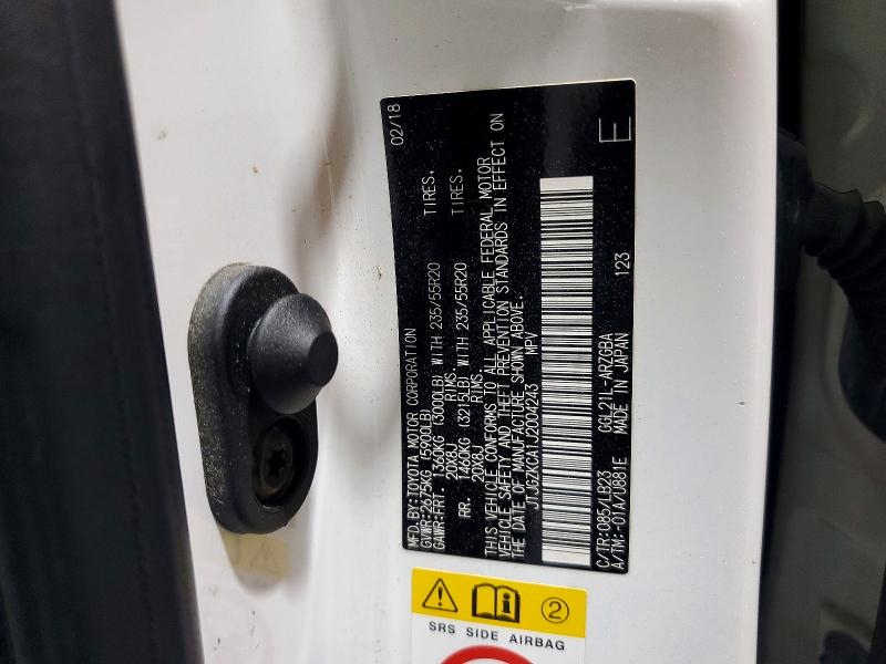 2018 Lexus Rx მანქანა იყიდება აუქციონზე, vin: JTJGZKCA1J2004243, აუქციონის ნომერი: 55699306
