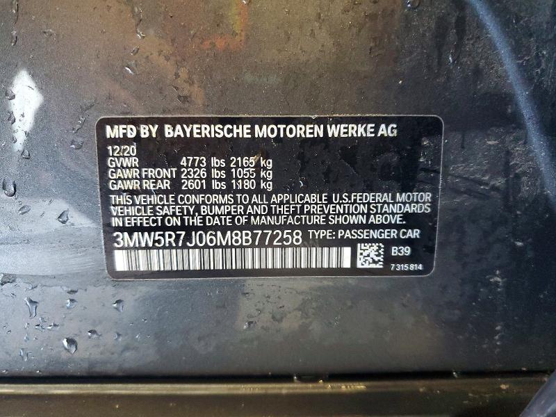 Aukcja sprzedaży 2021 Bmw 330xi, vin: 3MW5R7J06M8B77258, numer aukcji: 56482676