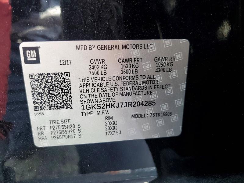 2018 Gmc Yukon Xl მანქანა იყიდება აუქციონზე, vin: 1GKS2HKJ7JR204285, აუქციონის ნომერი: 56090976