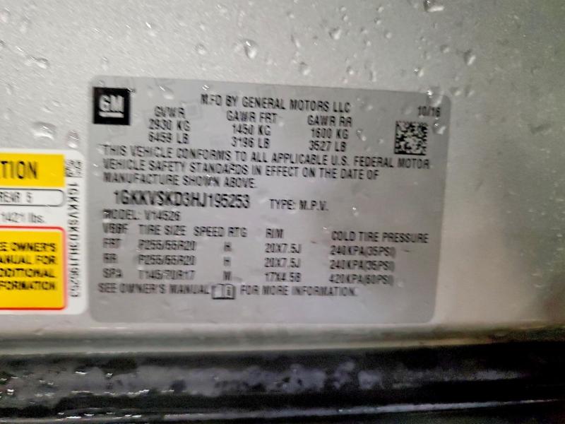 56499096 :رقم المزاد ، 1GKKVSKD3HJ195253 vin ، 2017 Gmc Acadia Limited مزاد بيع