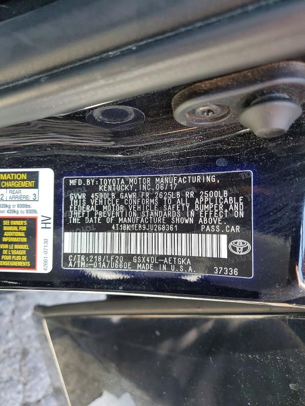 Продажа на аукционе авто 2018 Toyota Avalon, vin: 4T1BK1EB9JU268361, номер лота: 56133236