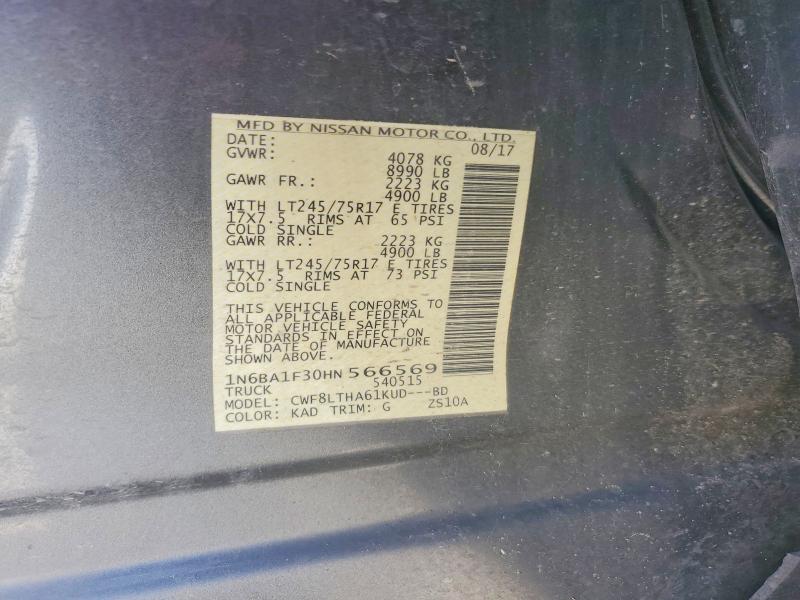 Aukcja sprzedaży 2017 Nissan Titan Xd, vin: 1N6BA1F30HN566569, numer aukcji: 56301796