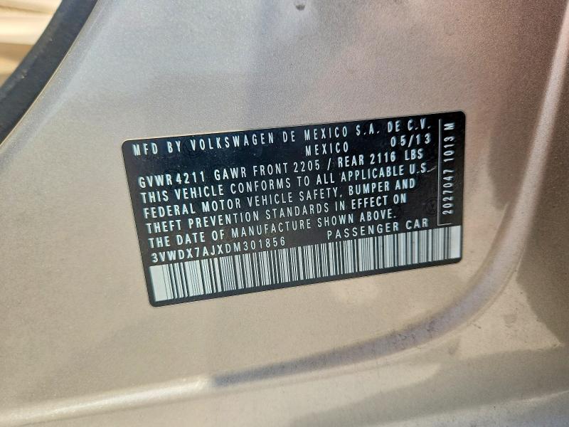 Aukcja sprzedaży 2013 Volkswagen Jetta, vin: 3VWDX7AJXDM301856, numer aukcji: 57880206