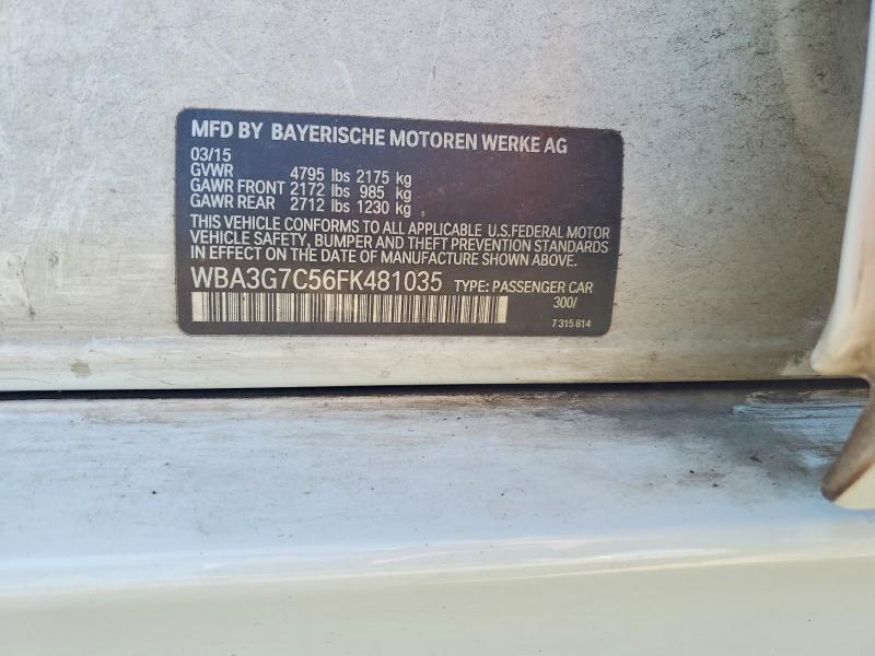 Aukcja sprzedaży 2015 Bmw 328, vin: WBA3G7C56FK481035, numer aukcji: 58496776