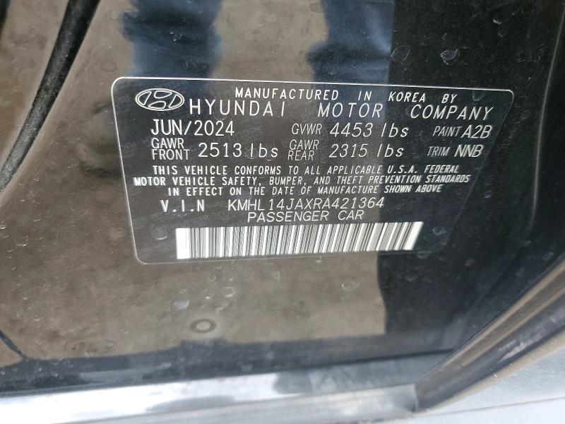 Продажа на аукционе авто 2024 Hyundai Sonata, vin: KMHL14JAXRA421364, номер лота: 57913366