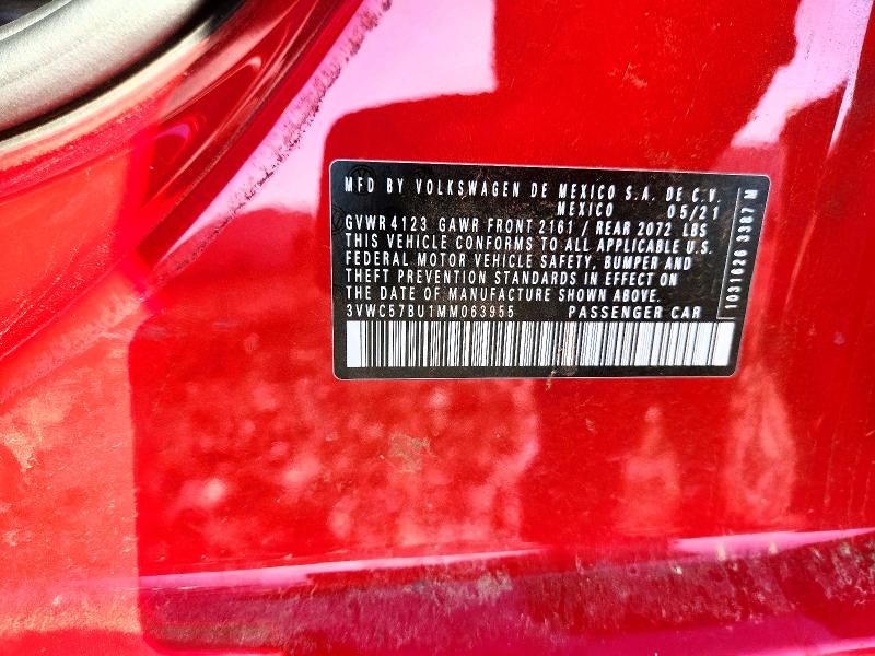 2021 Volkswagen Jetta მანქანა იყიდება აუქციონზე, vin: 3VWC57BU1MM063955, აუქციონის ნომერი: 56287326