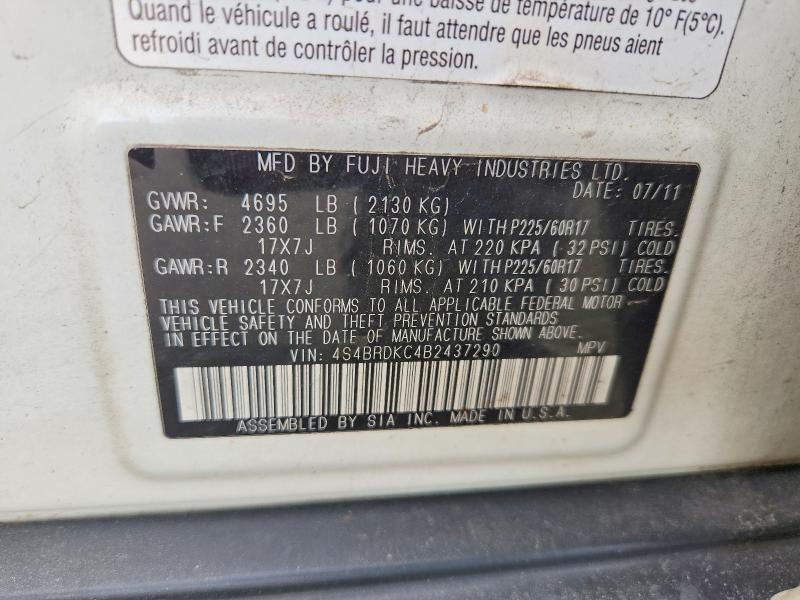 Продажа на аукционе авто 2011 Subaru Outback, vin: 4S4BRDKC4B2437290, номер лота: 55611896