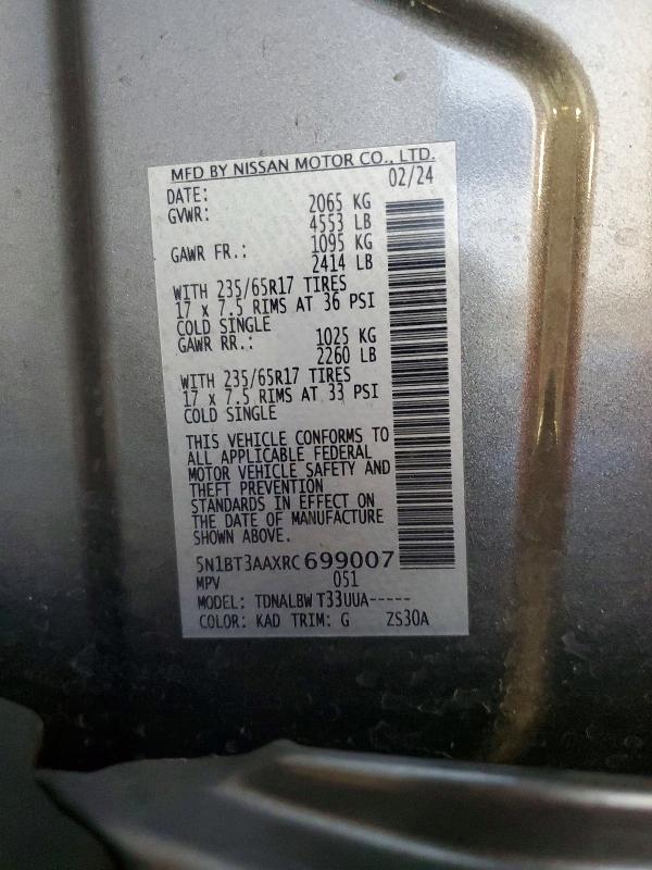 Aukcja sprzedaży 2024 Nissan Rogue, vin: 5N1BT3AAXRC699007, numer aukcji: 56945436