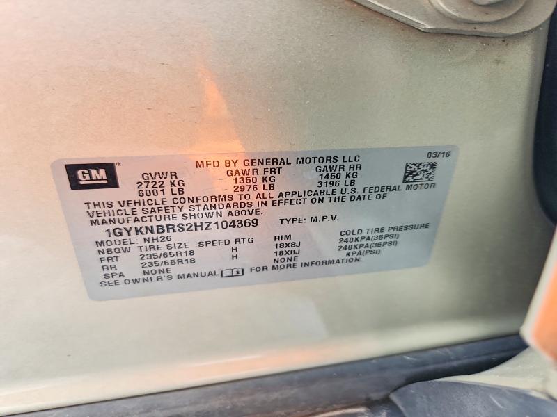 Продаж на аукціоні авто 2017 Cadillac Xt5, vin: 1GYKNBRS2HZ104369, номер лоту: 57742966