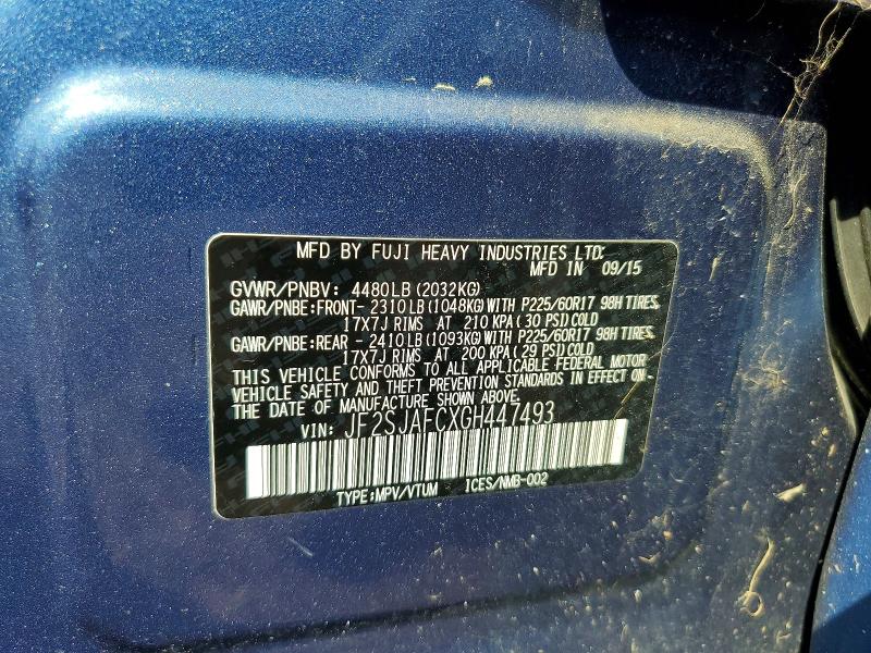 56815116 :رقم المزاد ، JF2SJAFCXGH447493 vin ، 2016 Subaru Forester مزاد بيع