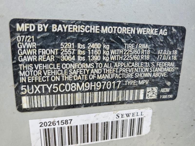 Продаж на аукціоні авто 2021 Bmw X3, vin: 5UXTY5C08M9H97017, номер лоту: 58319716