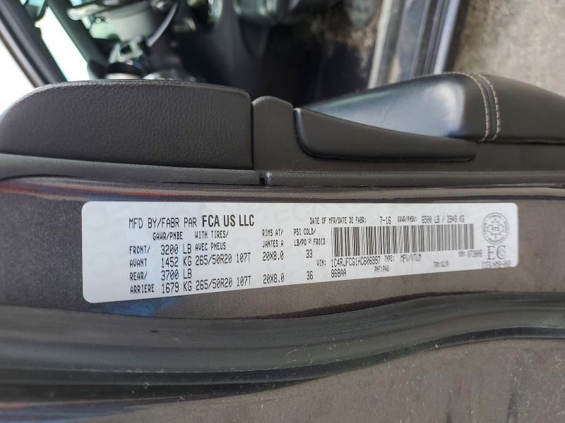 57491586 :رقم المزاد ، 1C4RJFCG1HC606997 vin ، 2017 Jeep Cherokee مزاد بيع