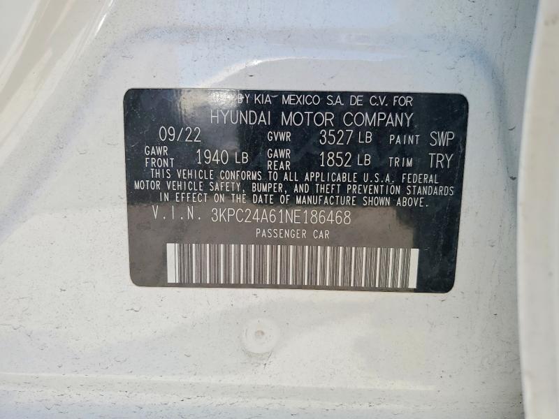 Продажа на аукционе авто 2022 Hyundai Accent, vin: 3KPC24A61NE186468, номер лота: 57239486