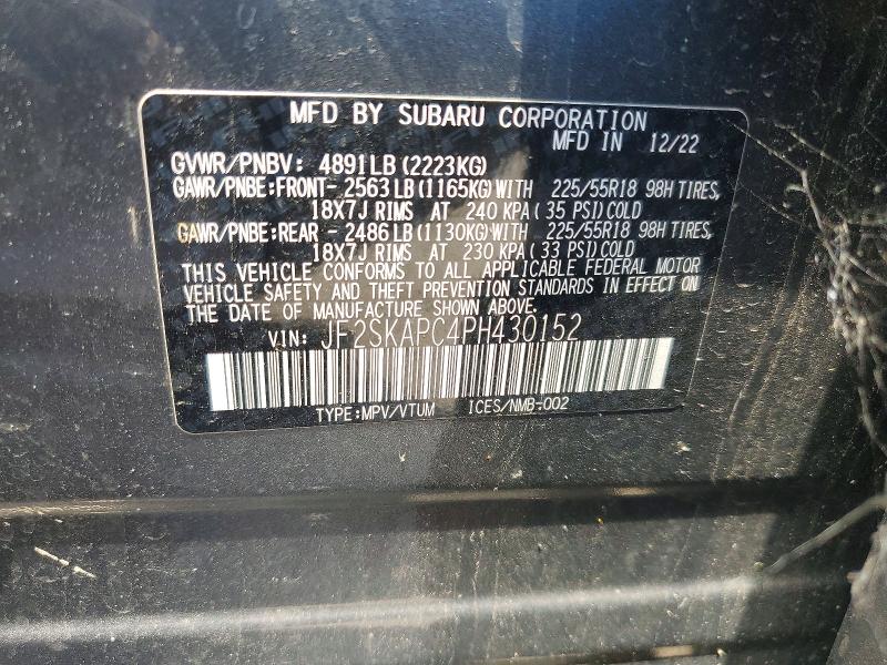 55975486 :رقم المزاد ، JF2SKAPC4PH430152 vin ، 2023 Subaru Forester مزاد بيع
