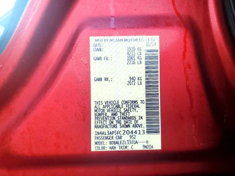 58607176 :رقم المزاد ، 1N4AL3AP5FC204413 vin ، 2015 Nissan Altima مزاد بيع