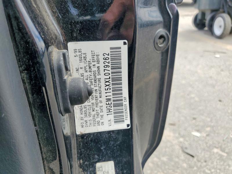 59226066 :رقم المزاد ، 1HGEM115XXL079262 vin ، 1999 Honda Civic مزاد بيع