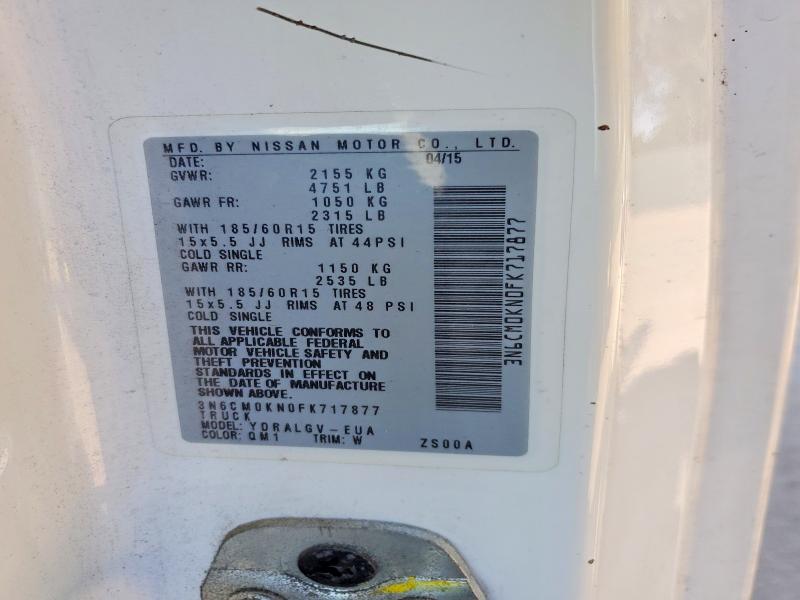 Aukcja sprzedaży 2015 Nissan Nv200, vin: 3N6CM0KN0FK717877, numer aukcji: 57364336