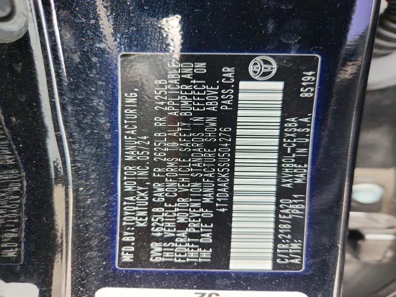 2025 Toyota Camry მანქანა იყიდება აუქციონზე, vin: 4T1DAACK5SU504276, აუქციონის ნომერი: 58565296