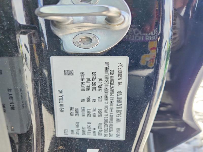 58734856 :رقم المزاد ، 5YJ3E1EA2MF017704 vin ، 2021 Tesla Model 3 مزاد بيع