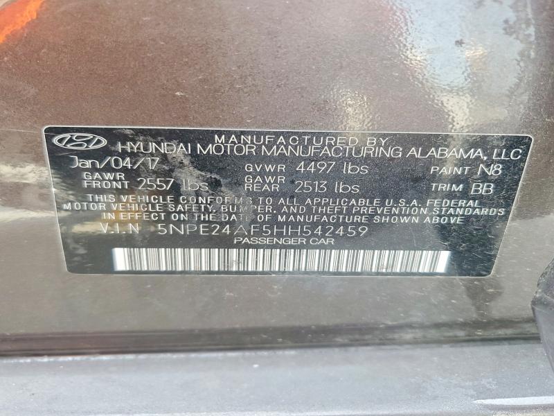 Продажа на аукционе авто 2017 Hyundai Sonata, vin: 5NPE24AF5HH542459, номер лота: 56292476