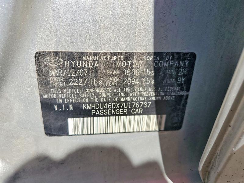 Продажа на аукционе авто 2007 Hyundai Elantra, vin: KMHDU46DX7U176737, номер лота: 57436776