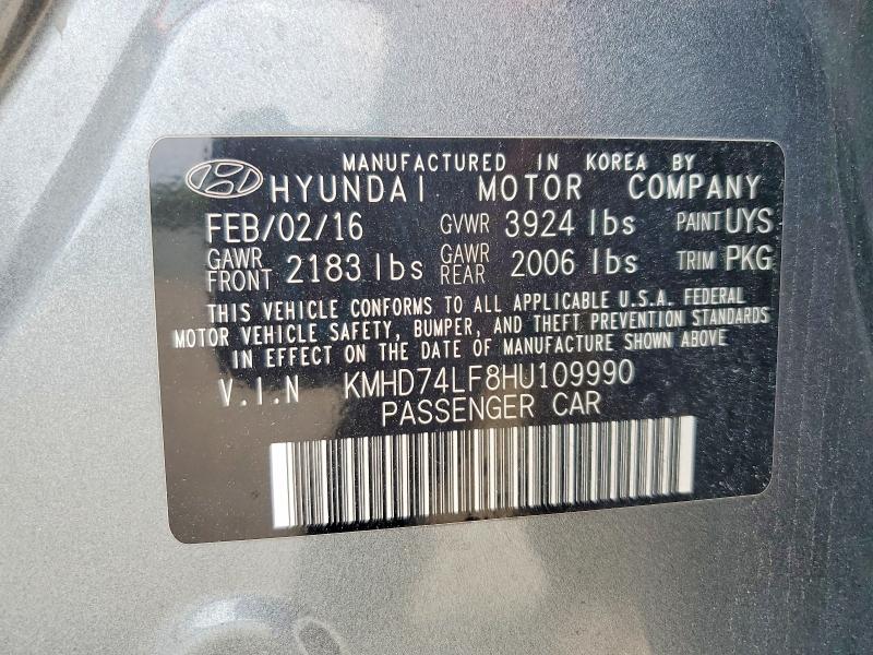 Продаж на аукціоні авто 2017 Hyundai Elantra, vin: KMHD74LF8HU109990, номер лоту: 52056846