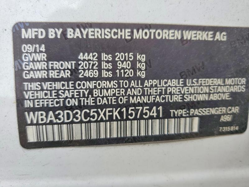 2015 Bmw 328 მანქანა იყიდება აუქციონზე, vin: WBA3D3C5XFK157541, აუქციონის ნომერი: 57902116