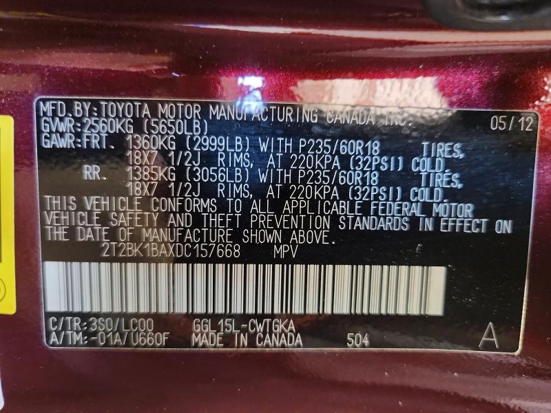 Продажа на аукционе авто 2013 Lexus Rx 350, vin: 2T2BK1BAXDC157668, номер лота: 56947466