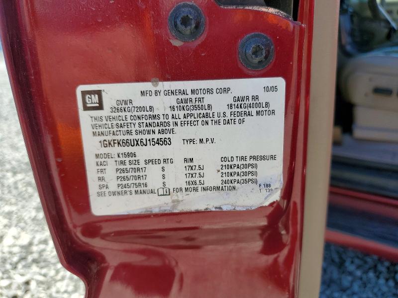 57417026 :رقم المزاد ، 1GKFK66UX6J154563 vin ، 2006 Gmc Yukon Xl مزاد بيع