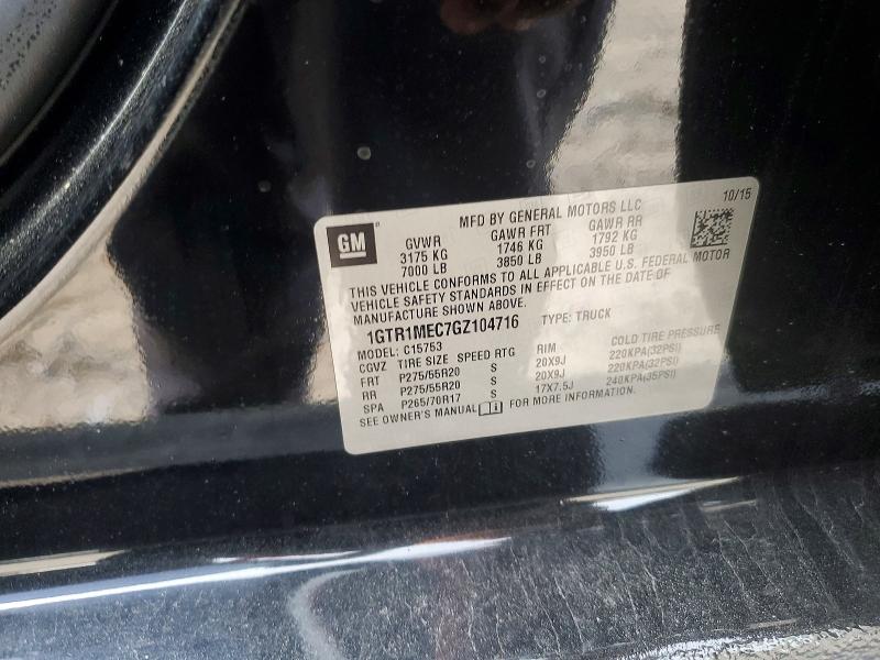 58615476 :رقم المزاد ، 1GTR1MEC7GZ104716 vin ، 2016 Gmc Sierra مزاد بيع