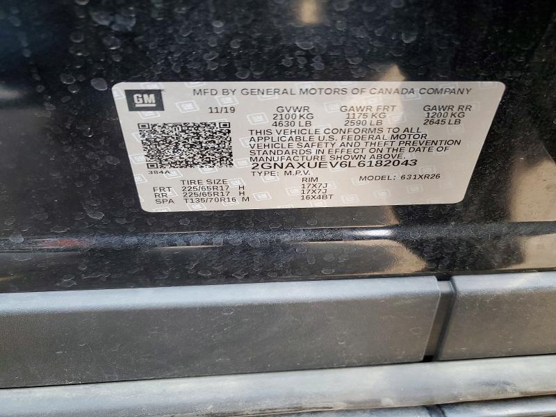 Продаж на аукціоні авто 2020 Chevrolet Equinox, vin: 2GNAXUEV6L6182043, номер лоту: 58512736