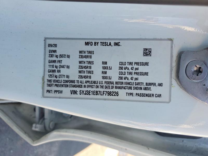 Aukcja sprzedaży 2020 Tesla Model 3, vin: 5YJ3E1EB7LF798226, numer aukcji: 58026776
