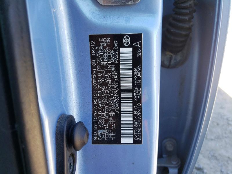Продаж на аукціоні авто 2012 Toyota Prius Plug-in Hybrid, vin: JTDKN3DP7C3011891, номер лоту: 58076086