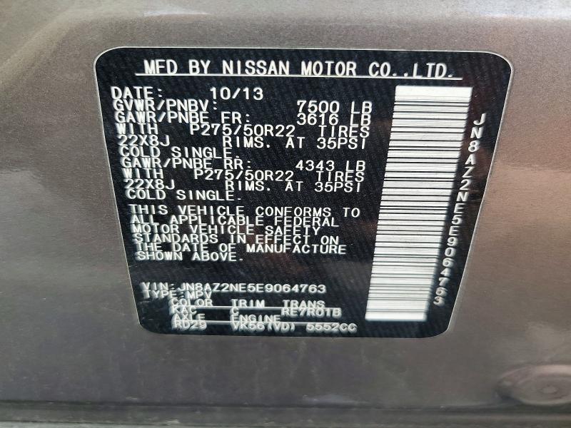 57037796 :رقم المزاد ، JN8AZ2NE5E9064763 vin ، 2014 Infiniti Qx80 مزاد بيع
