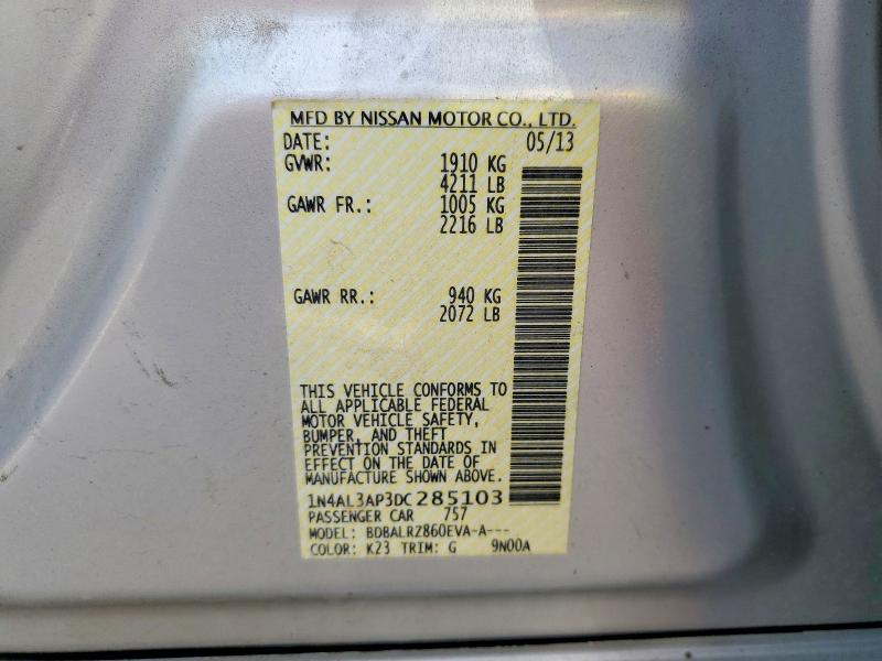 Продажа на аукционе авто 2013 Nissan Altima, vin: 1N4AL3AP3DC285103, номер лота: 57214886