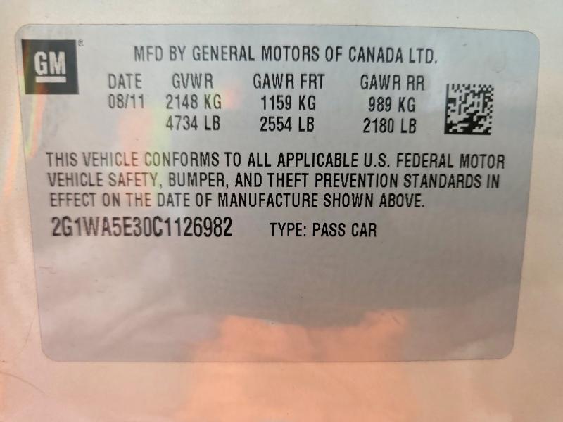 55764996 :رقم المزاد ، 2G1WA5E30C1126982 vin ، 2012 Chevrolet Impala مزاد بيع