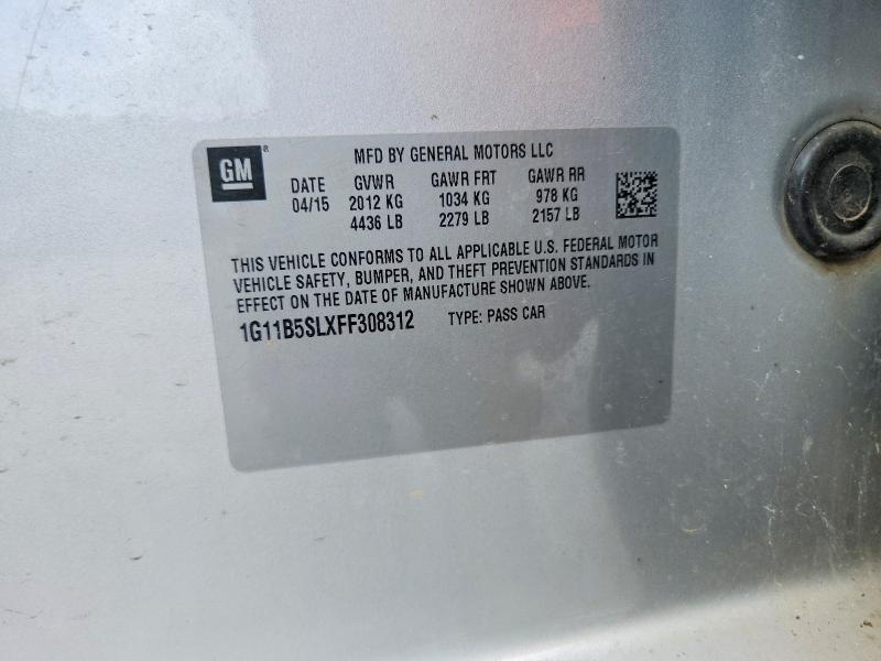 57208016 :رقم المزاد ، 1G11B5SLXFF308312 vin ، 2015 Chevrolet Malibu مزاد بيع