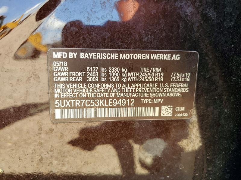 Продаж на аукціоні авто 2019 Bmw X3, vin: 5UXTR7C53KLE94912, номер лоту: 57223496
