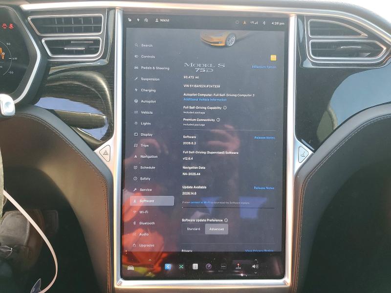 2018 Tesla Model S მანქანა იყიდება აუქციონზე, vin: 5YJSA1E2XJF247339, აუქციონის ნომერი: 56510316