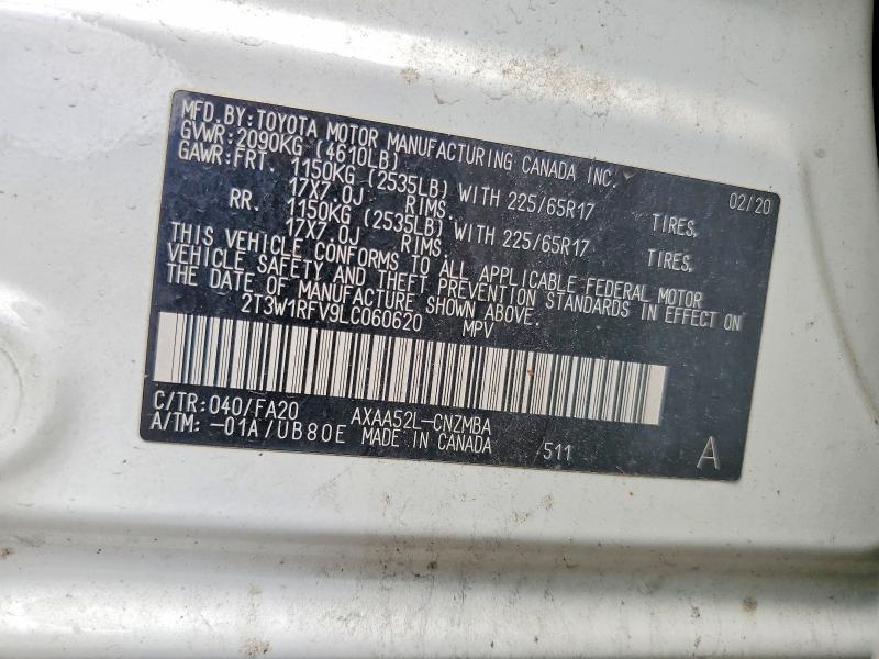 57700286 :رقم المزاد ، 2T3W1RFV9LC060620 vin ، 2020 Toyota Rav4 مزاد بيع