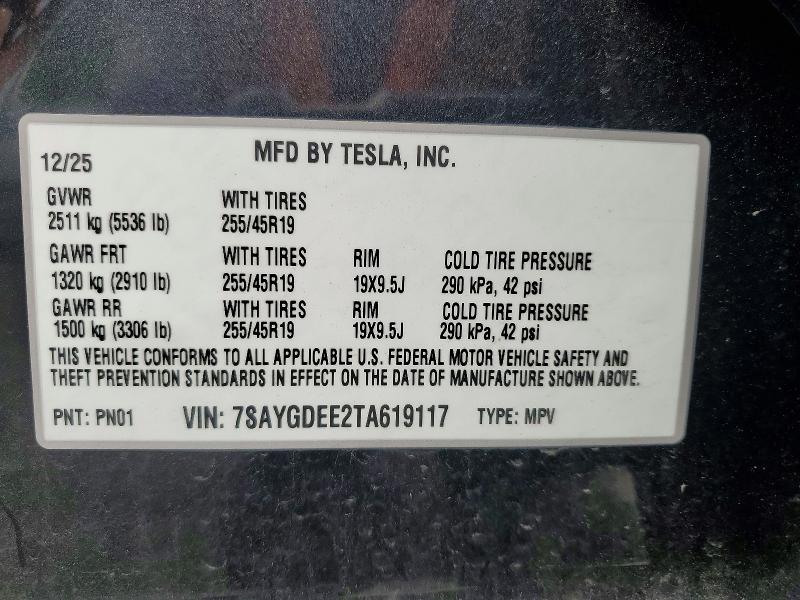 2026 Tesla Model Y მანქანა იყიდება აუქციონზე, vin: 7SAYGDEE2TA619117, აუქციონის ნომერი: 57815586