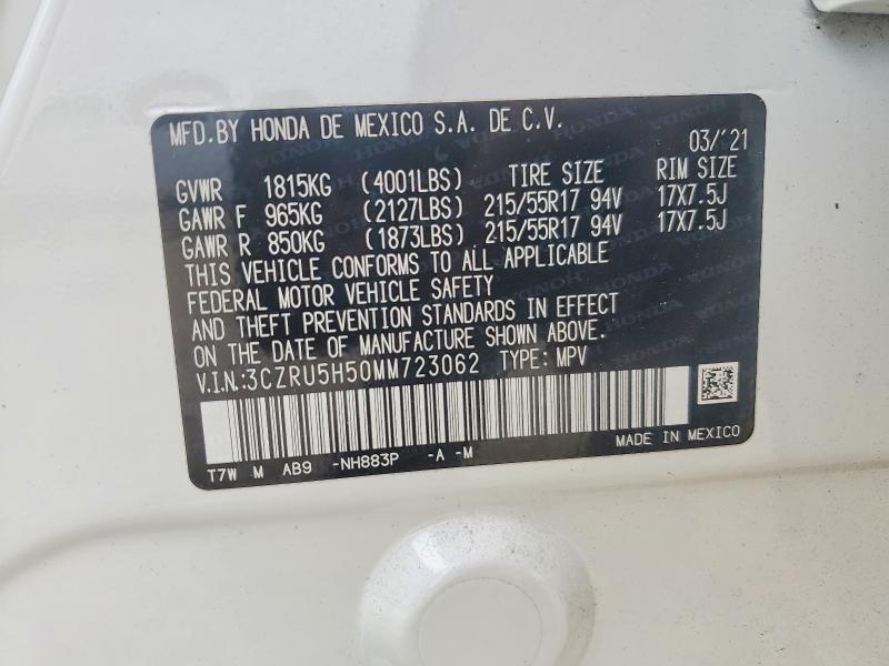 58123966 :رقم المزاد ، 3CZRU5H50MM723062 vin ، 2021 Honda Hr-v مزاد بيع