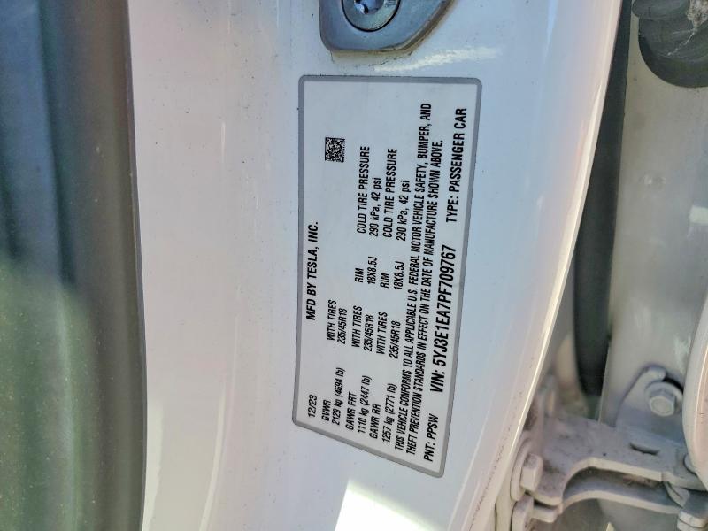 56793436 :رقم المزاد ، 5YJ3E1EA7PF709767 vin ، 2023 Tesla Model 3 مزاد بيع