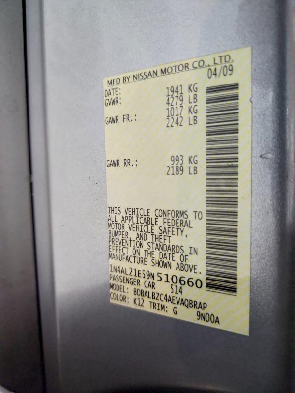 Продажа на аукционе авто 2009 Nissan Altima, vin: 1N4AL21E59N510660, номер лота: 56654326