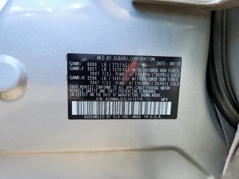 Продаж на аукціоні авто 2020 Subaru Ascent, vin: 4S4WMAJD3L3413115, номер лоту: 56750486