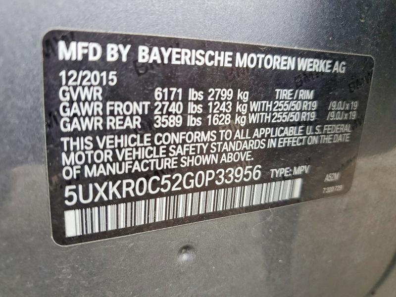 2016 Bmw X5 მანქანა იყიდება აუქციონზე, vin: 5UXKR0C52G0P33956, აუქციონის ნომერი: 59177836